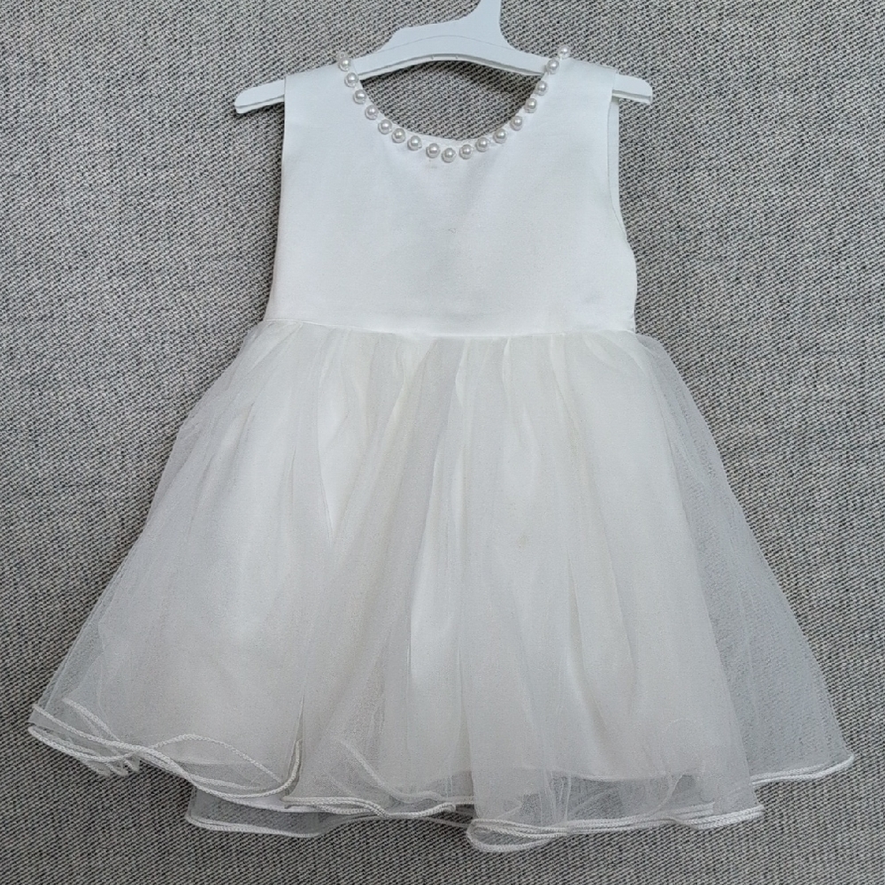 Toddler Girl Flower Girl Dress with Pearl Accents